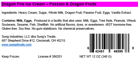Dragon Fire Ice Cream, 2 Pints