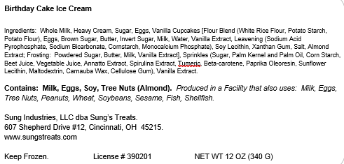 Birthday Cake, 2 Pints